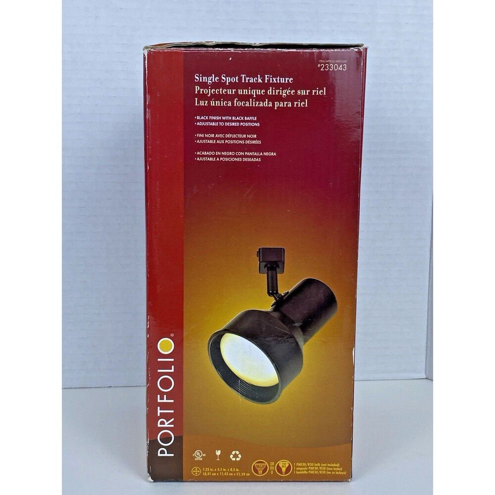 Portfolio Single Spot Track Fixture Spotlight ~ Black 233043 Adjustable Light